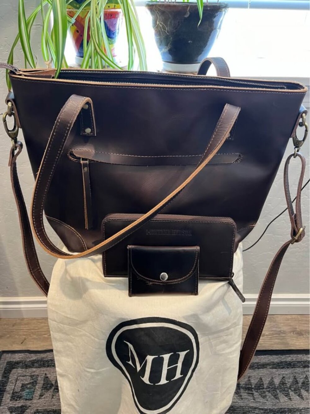 Montana Hudson Leather Tote Bag and Wallet Set
